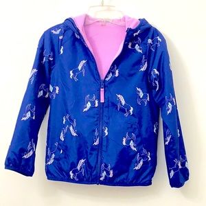 Girl reversible unicorn coat